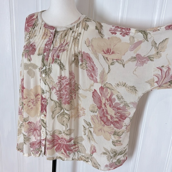 Beautiful flowery FRYE x ANTHROPOLOGIE balloon sleeve shirt - Picture 9 of 15